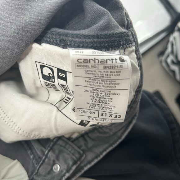 Men's Shadow Grey Carhartt Slim Tapered Rigby Dungaree Straight Fit Pants 31x32 - Picture 5 of 10